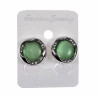 18 mm Ronde Oorclips met Strass Groene Cabochon Clip-on Oorbellen