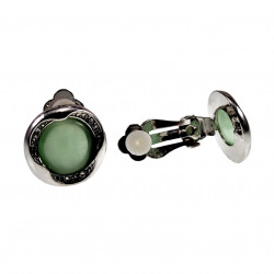 18 mm Ronde Oorclips met Strass Groene Cabochon Clip-on Oorbellen