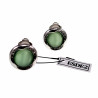 18 mm Ronde Oorclips met Strass Groene Cabochon Clip-on Oorbellen