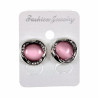 Oorclips met Strass - Roze Cabochon Clip-on Oorbellen Dames - 18 mm Ronde Oorclips