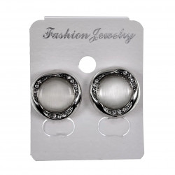 18mm Ronde Oorclips met Strass Lichtgrijze Cabochon Clip-on Oorbellen