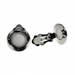 18mm Ronde Oorclips met Strass Lichtgrijze Cabochon Clip-on Oorbellen