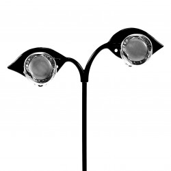 18mm Ronde Oorclips met Strass Lichtgrijze Cabochon Clip-on Oorbellen