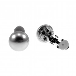 Oorclips Dames - Ronde Parel Ontwerp - Zilverkleur - Witte Clip-on Oorbellen