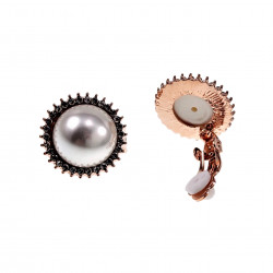 Dames Clip-on Oorbellen met Parel Zirkonia's Rosé Gold Plating