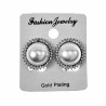 Ø19mm Clip-on Oorbellen Dames - Gold Plated Zilverkleur - Grote Oorclips met Parel - Zirkonia - Geen Gaatjes