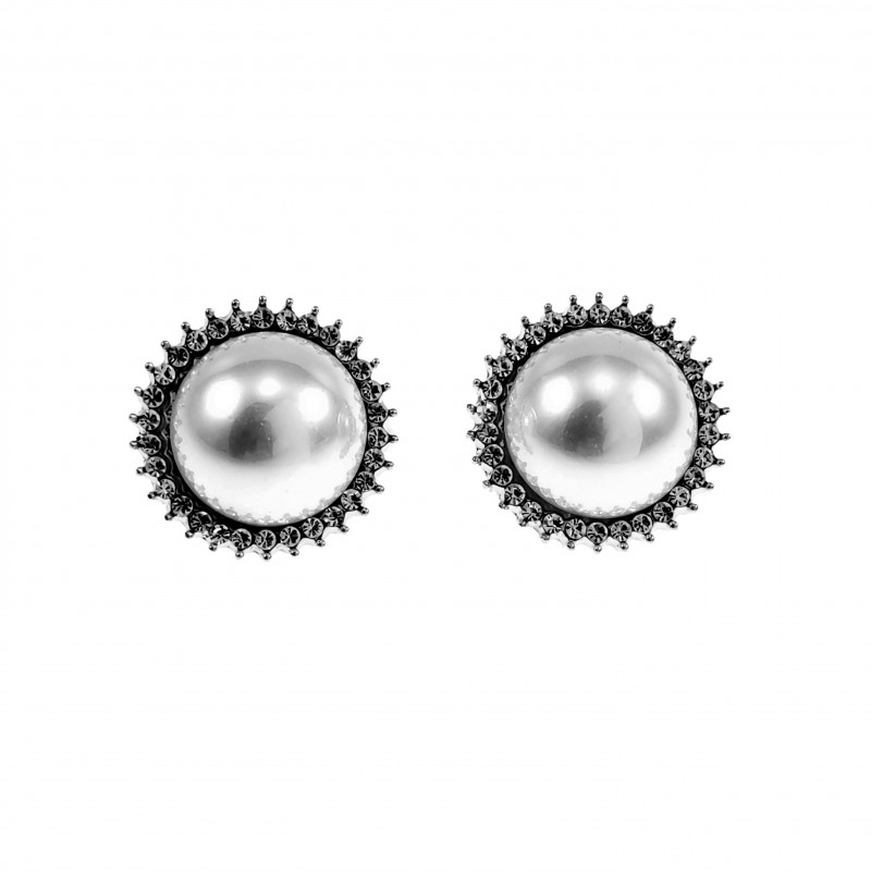 Dames Clip-on Oorbellen met Parel Zirkonia's Gold Plating Zilver Kleur Dames Clip-on Oorbellen met Parel Zirkonia's Gold Plating Zilver Kleur