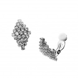 Clip-on Oorbellen Dames - Wit Gold Plated - Ruitvormig Oorclips met Zirkonia - Geen Gaatjes