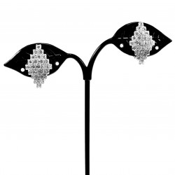 Clip-on Oorbellen Dames - Wit Gold Plated - Ruitvormig Oorclips met Zirkonia - Geen Gaatjes