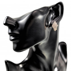 Ruit Clip-on Oorbellen met Zirkonia's Dames Rosé Gold Plating