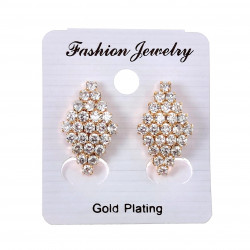 Ruit Clip-on Oorbellen met Zirkonia's Dames Rosé Gold Plating