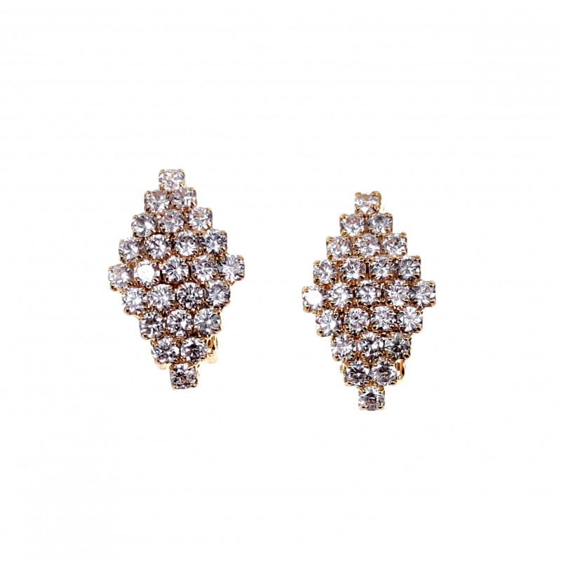 Ruit Clip-on Oorbellen met Zirkonia's Dames Rosé Gold Plating Ruit Clip-on Oorbellen met Zirkonia's Dames Rosé Gold Plating