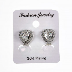 Hart Clip-on Oorbellen met Zirkonia Dames - Gold Plating Zilver Kleur