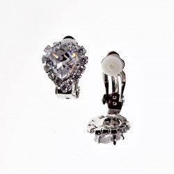 Hart Clip-on Oorbellen met Zirkonia Dames - Gold Plating Zilver Kleur