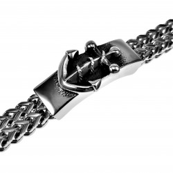 Visgraat Armband Heren - Roestvrij Stalen - Schakelarmband met Anker