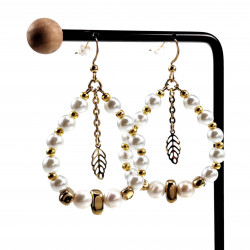 Druppel Oorbellen met Hanger Zoetwaterparel Witte Kristal Verguld RVS