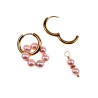 17mm Oorringen met Kralen Hangers Dames Roze Kristal - Verguld RVS