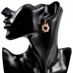 17mm Oorringen met Kralen Hangers Dames Roze Kristal - Verguld RVS