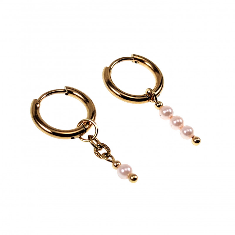 ∅14mm Oorringen met Kralen Hangers Dames Roze Kristallen Verguld RVS ∅14mm Oorringen met Kralen Hangers Dames Roze Kristallen Verguld RVS