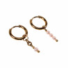 ∅14mm Oorringen met Kralen Hangers Dames Roze Kristallen Verguld RVS