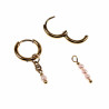 ∅14mm Oorringen met Kralen Hangers Dames Roze Kristallen Verguld RVS