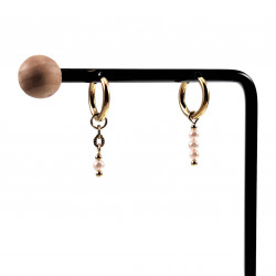 ∅14mm Oorringen met Kralen Hangers Dames Roze Kristallen Verguld RVS