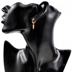 ∅14mm Oorringen met Kralen Hangers Dames Roze Kristallen Verguld RVS