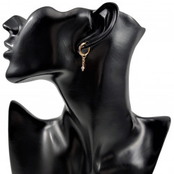 ∅14mm Oorringen met Kralen Hangers Dames Roze Kristallen Verguld RVS