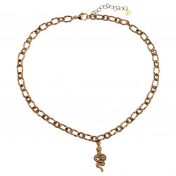 Gedraaid Ovale Ketting met Slangen Hanger 14k Geel Goud Plated RVS