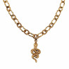 Gedraaid Ovale Ketting met Slangen Hanger 14k Geel Goud Plated RVS