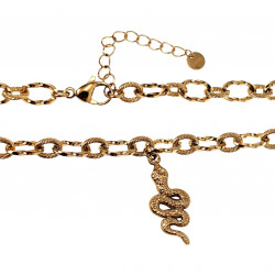 Gedraaid Ovale Ketting met Slangen Hanger 14k Geel Goud Plated RVS