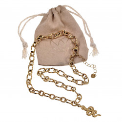Gedraaid Ovale Ketting met Slangen Hanger 14k Geel Goud Plated RVS