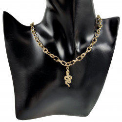 Gedraaid Ovale Ketting met Slangen Hanger 14k Geel Goud Plated RVS