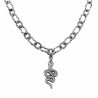 Gedraaid Ovale Ketting met Slangen Hanger 14k Wit Goud Plated RVS