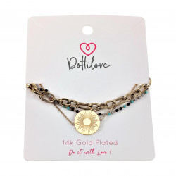 Driedubbele Armband Dames - Dottilove 14K Goud Plated RVS Verstelbaar