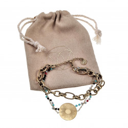 Driedubbele Armband Dames - Dottilove - RVS Gold Plated - Ovale Schakelsarmband - Kristal armband - Armband met Hanger