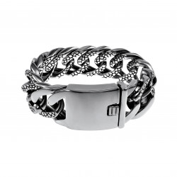 XXL Armband Heren - RVS - Gourmet Schakelsarmband met Slangenpatroon