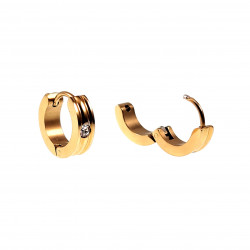 ∅13mm Oorringen Unisex - Verguld RVS - Oorbellen met Zirkonia-Steen