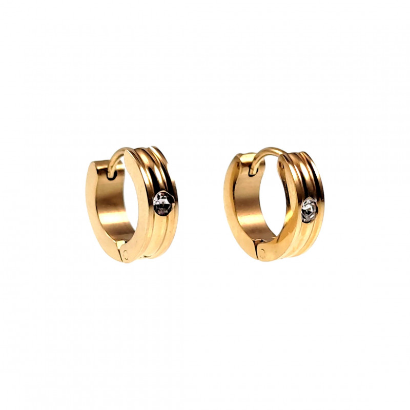 ∅13mm Oorringen Unisex - Verguld RVS - Oorbellen met Zirkonia-Steen ∅13mm Oorringen Unisex - Verguld RVS - Oorbellen met Zirkonia-Steen