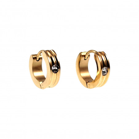 ∅13mm Oorringen Unisex - Verguld RVS - Oorbellen met Zirkonia-Steen