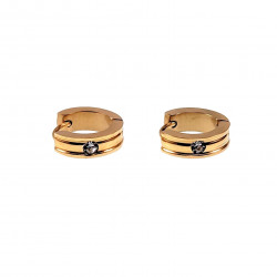 ∅13mm Oorringen Unisex - Verguld RVS - Oorbellen met Zirkonia-Steen
