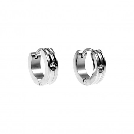 ∅13mm Oorringen Unisex - Gepolijst RVS - Oorbellen met Zirkonia-Steen