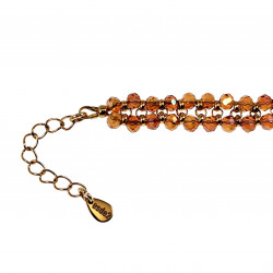 Dubbele Armband Goudbruin Gefacetteerde Kristallen Dames Verguld RVS