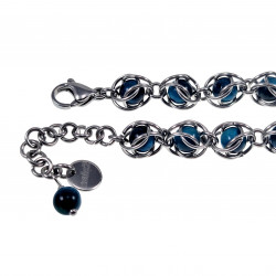 Kralen Armband Dames Natuurlijke Blauwe Tijgeroogsteen RVS Verstelbaar