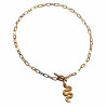 Dames Ovale Schakelketting met Slangenhanger Verguld RVS Halsketting