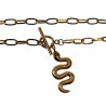 Dames Ovale Schakelketting met Slangenhanger Verguld RVS Halsketting