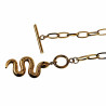 Dames Ovale Schakelketting met Slangenhanger Verguld RVS Halsketting
