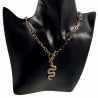 Dames Ovale Schakelketting met Slangenhanger Verguld RVS Halsketting