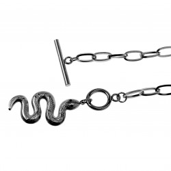 45cm x 5mm Ketting Dames - Gepolijst RVS - Halsketting - Ovale Schakelketting met Slangenhanger
