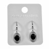 Lange Oorbellen Dames - Zwarte Steen RVS Oorbellen met Hanger